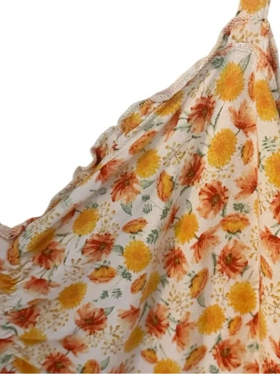 Torrid 3 Floral Cami Super Soft Knit Tank Orange Yellow Cottage Core - Picture 5 of 8